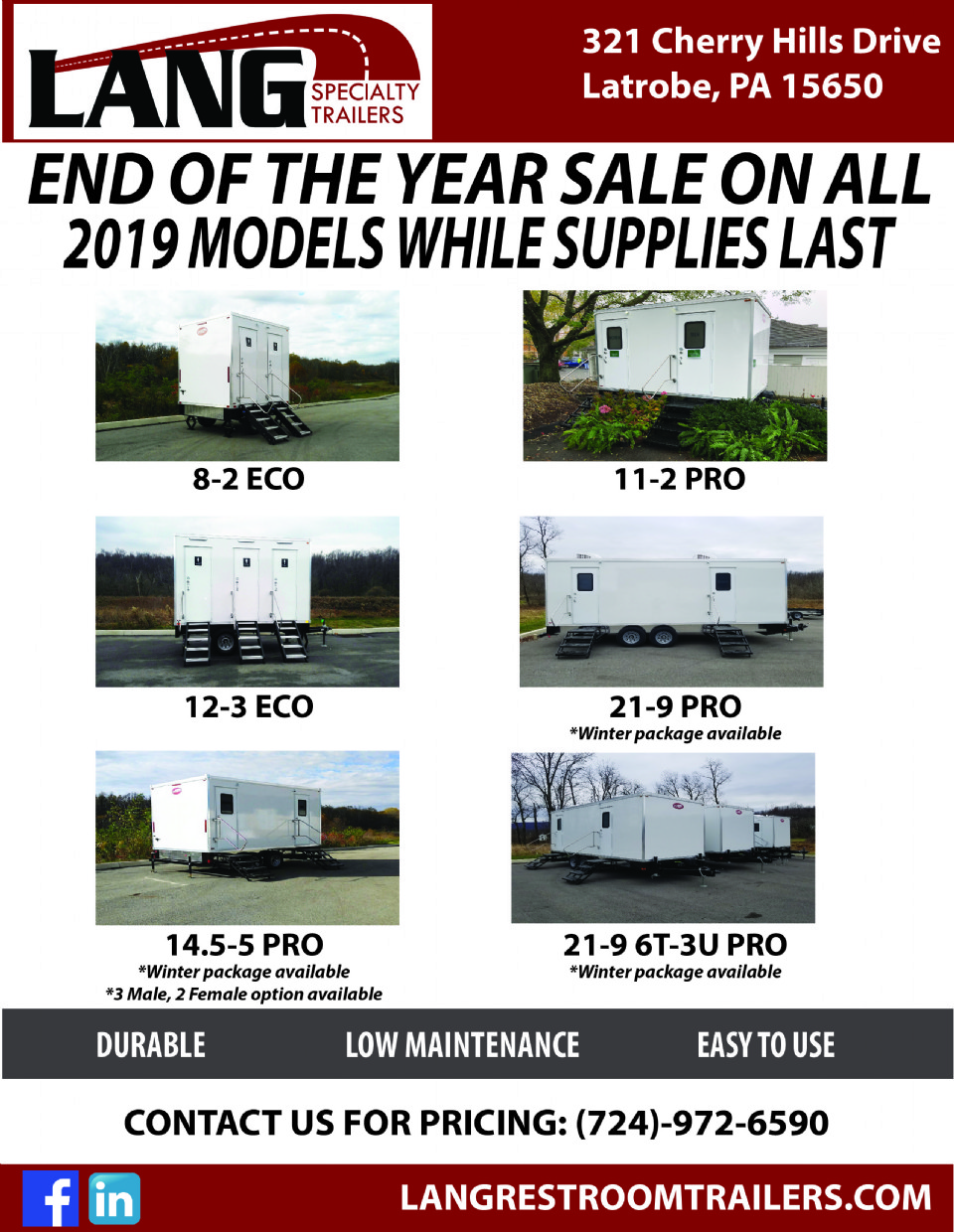 Act Fast! End of the Year Sale on Restroom Trailers